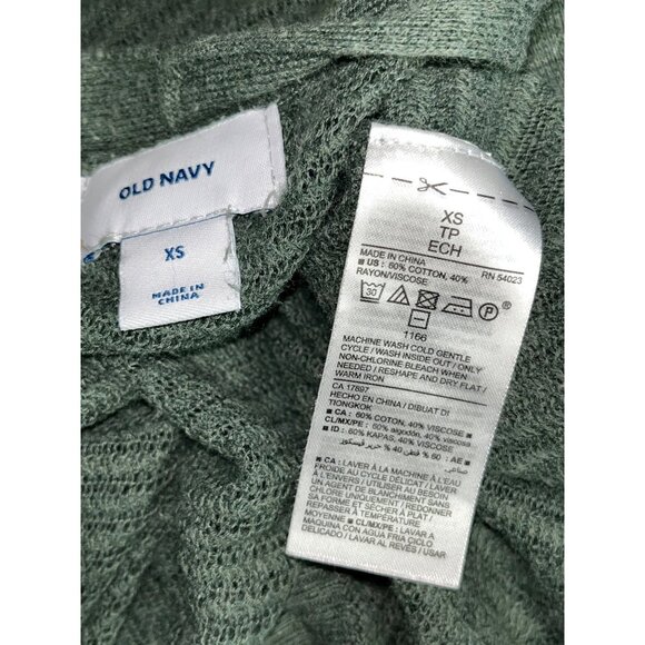 Old Navy Sweater Cardigan Open Green Lightweight 3/4 Slv Rayon Cotton Womens XS - Picture 5 of 5